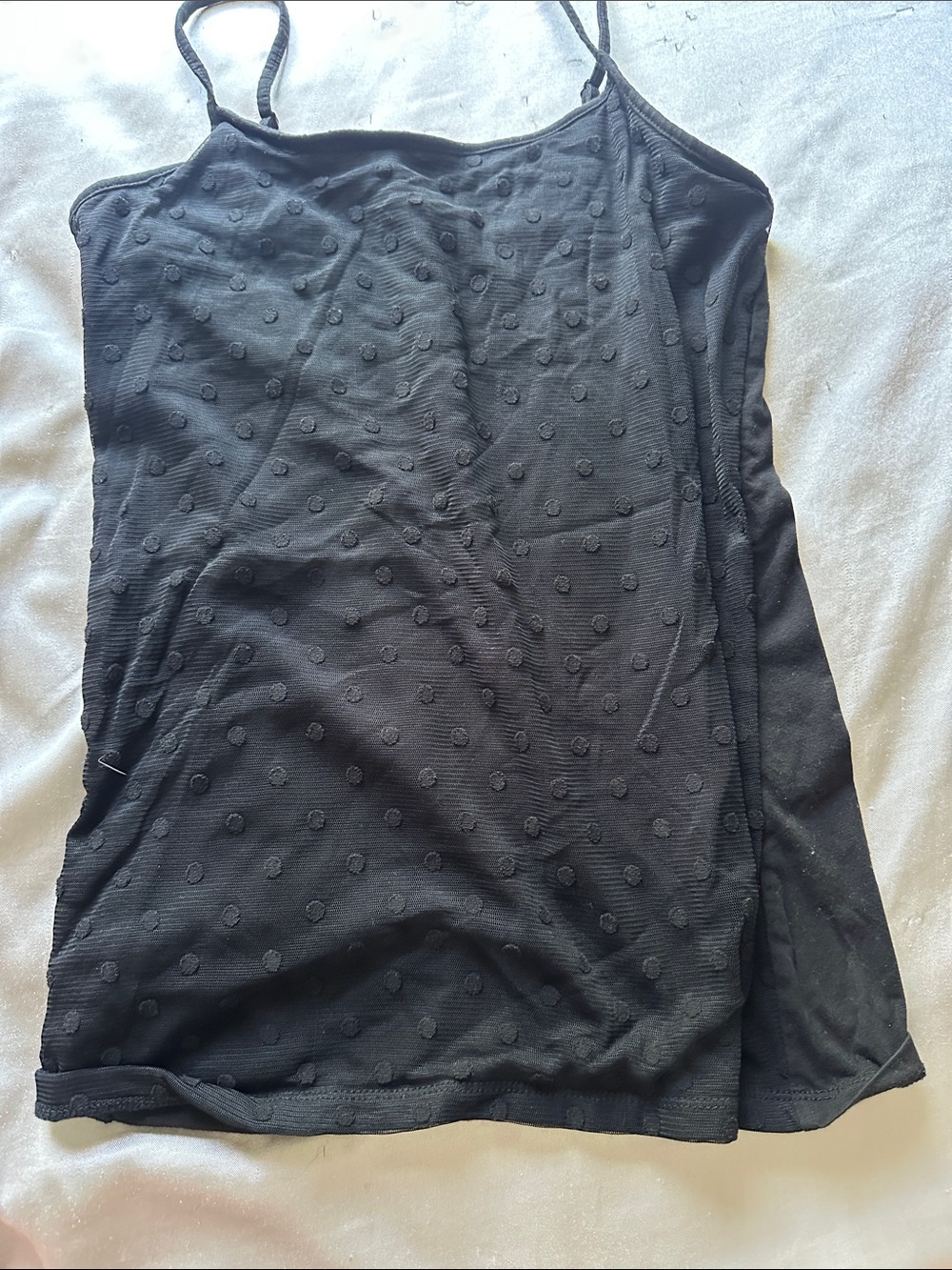 LOFT Black Dotted Swiss Spaghetti Strap Tank Top